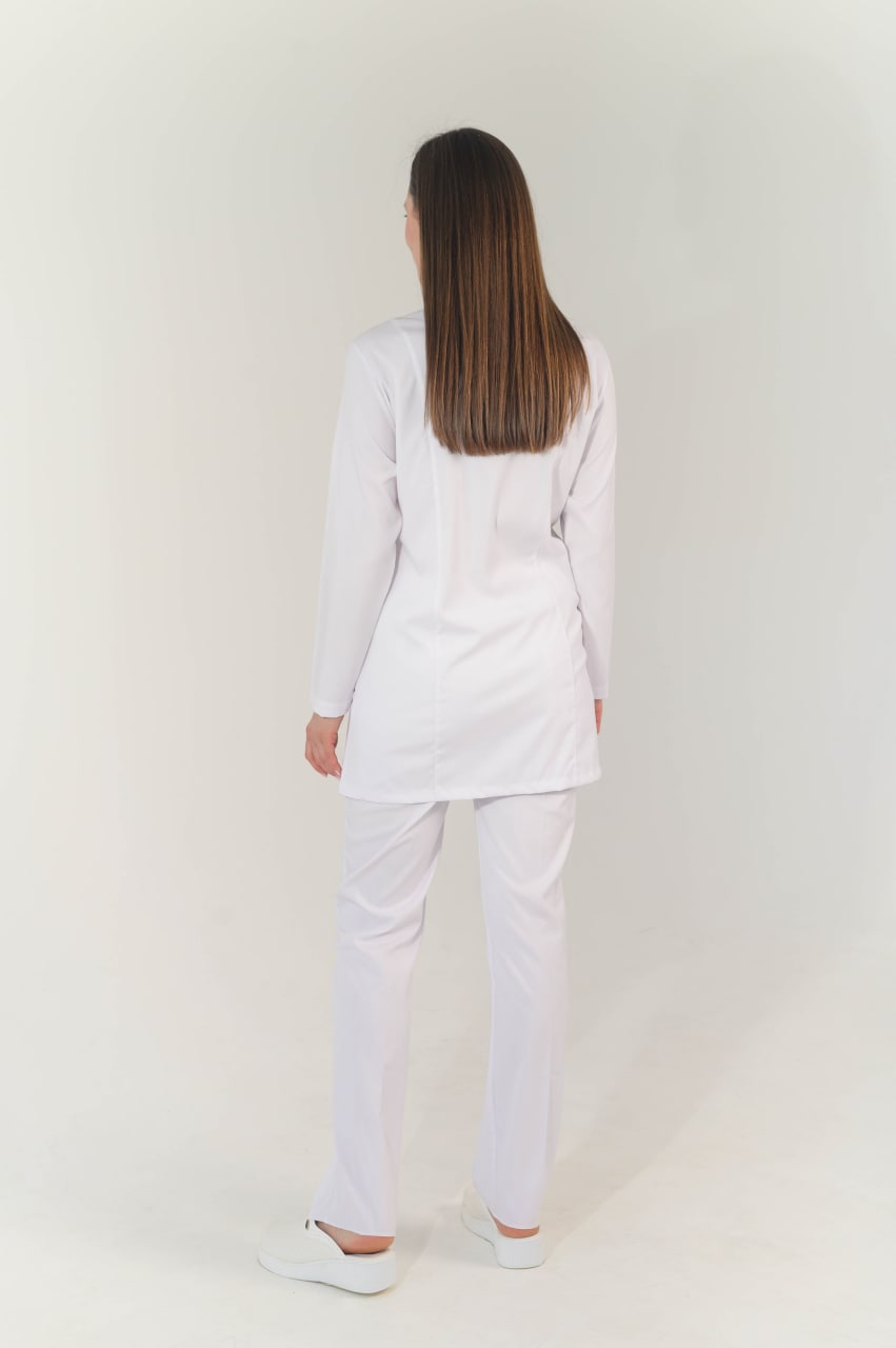 Костюм Lycra кнопка сбоку Длин /рукав Белый (Beyaz) M