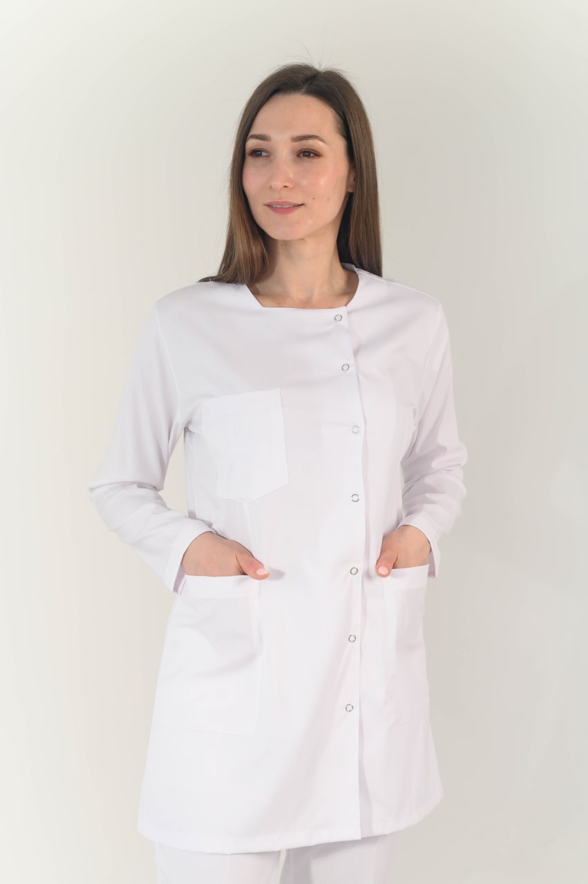 Костюм Lycra кнопка сбоку Длин /рукав Белый (Beyaz) M